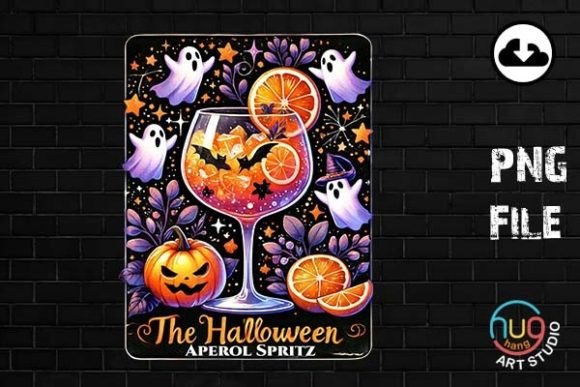 Aperol Spritz Halloween Ghost Tarot Card Graphic T-shirt Designs By HugHang Art Studio