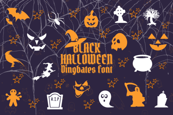 Black Halloween Dingbats Font By Chonada