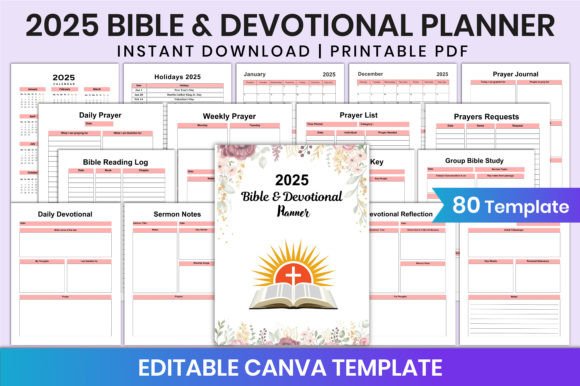 Editable 2025 Bible & Devotional Planner Graphic KDP Interiors By Shumaya