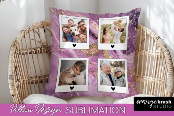 Family Photo Pillow Cover Sublimation Graphic Crafts By Orange Brush Studio