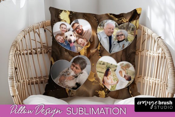 Family Photo Pillow Cover Sublimation Graphic Crafts By Orange Brush Studio