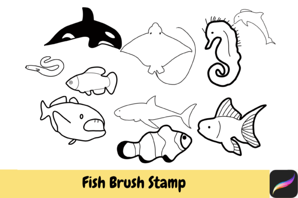 Fish Brush Stamps Procreate IPAD Grafik Pinsel Von BeautifulHandmadeArt