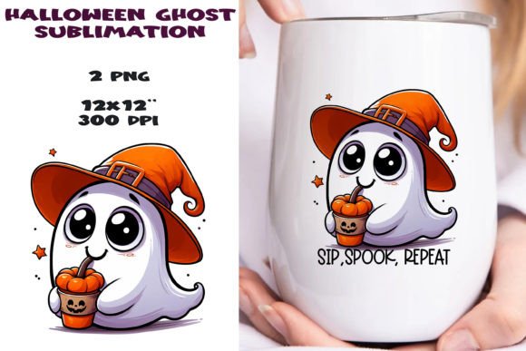 Funny Ghost Halloween Sublimation PNG. Graphic AI Illustrations By NadineStore