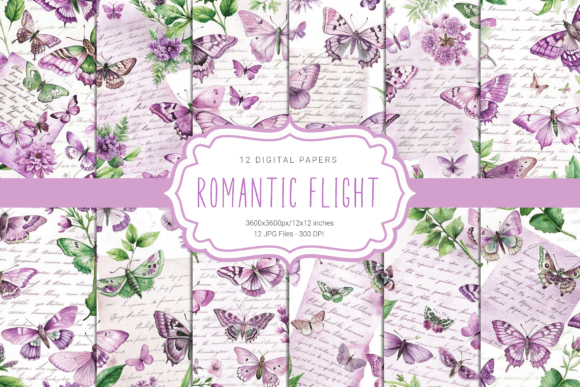 Love Letters and Butterflies Graphic Backgrounds By curvedesign
