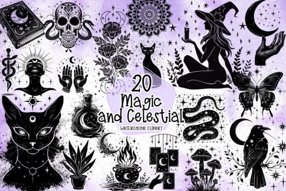 Magic and Celestial Clipart PNG Graphics Graphic Illustrations By LQ Design