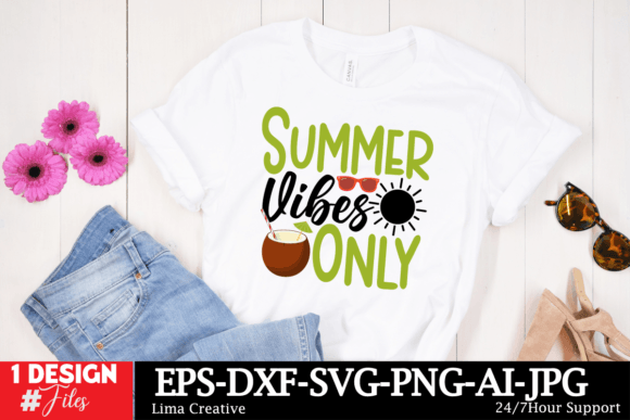 Summer Vibes Only SVG Cut File Graphic T-shirt Designs By Lima Creative
