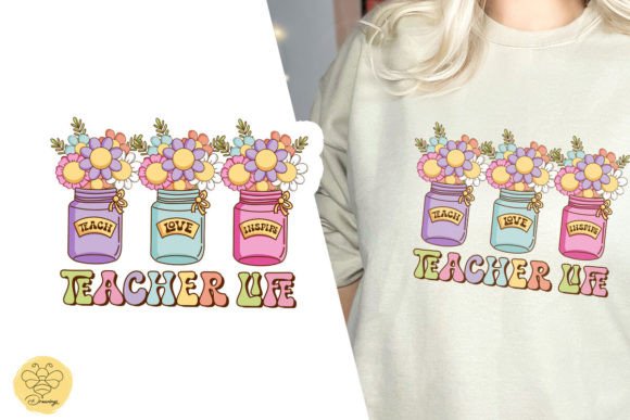 Teacher Retro Teach Love Inspire PNG Graphic Print Templates By BeeDrawings
