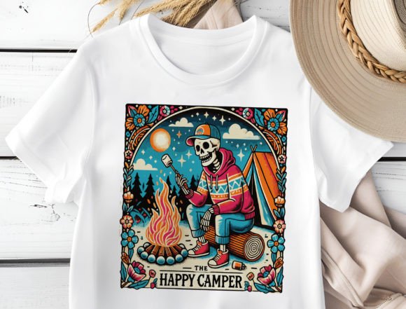 The Happy Camper Png, Skeleton Camping Graphic T-shirt Designs By DeeNaenon
