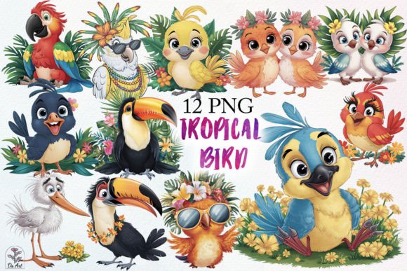 Tropical Bird Sublimation Bundle Illustration Illustrations Imprimables Par DS.Art