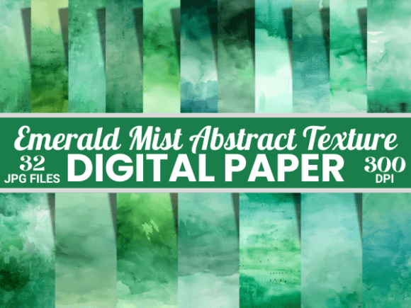 Watercolor Emerald Mist Abstract Texture Graphic Backgrounds By Creative River