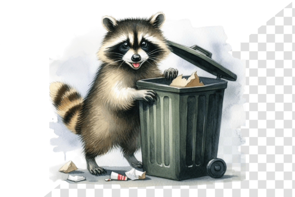Watercolor TrashPaw Raccoon Raid Clipart Grafik Druckbare Illustrationen Von Design Store