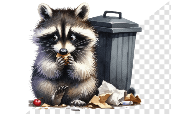 Watercolor TrashPaw Raccoon Raid Clipart Graphic Illustrations By Design Store