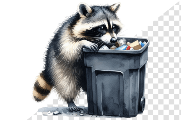 Watercolor TrashPaw Raccoon Raid Clipart Gráfico Ilustraciones Imprimibles Por Design Store
