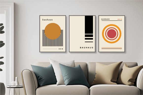 3 Pieces of Bauhaus Poster Set Graphic Backgrounds By RB Boutique